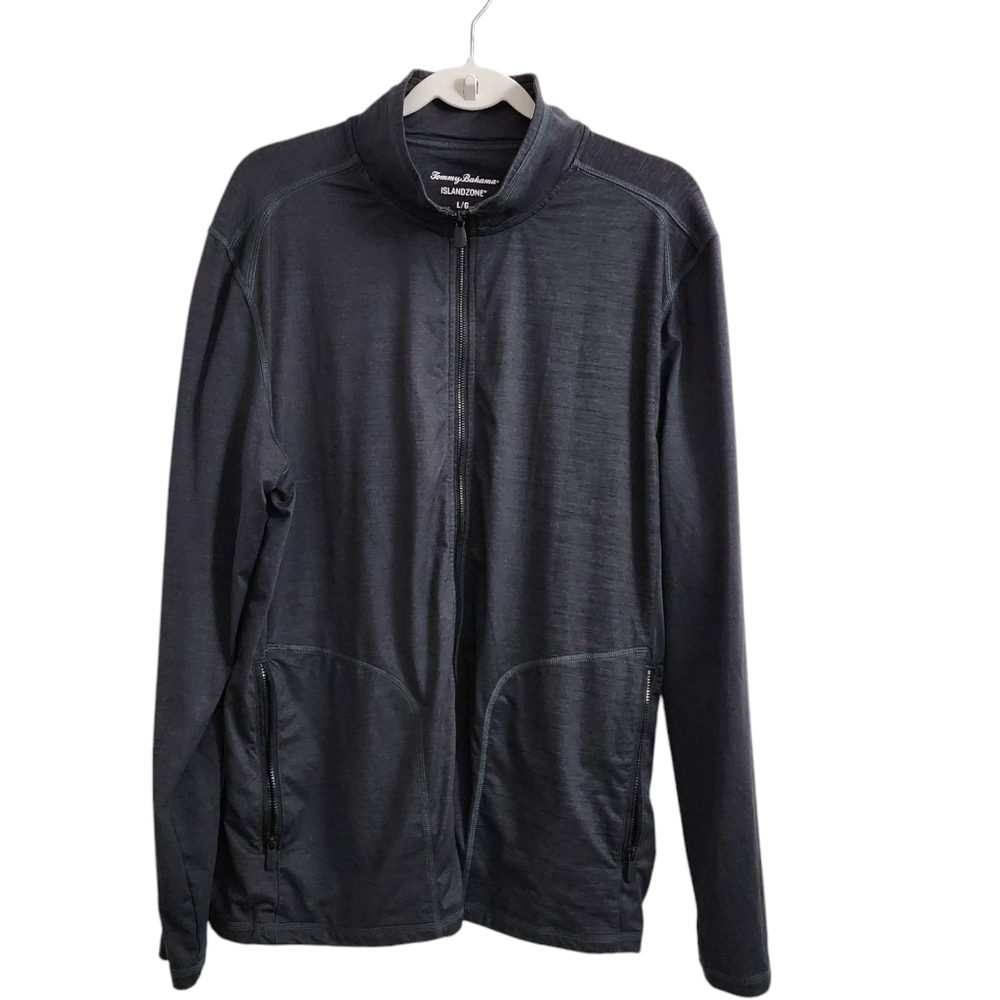 Tommy Bahama Jacket Mens Large Roger Point Full Zip Islandzone Coal Gray Outdoor
